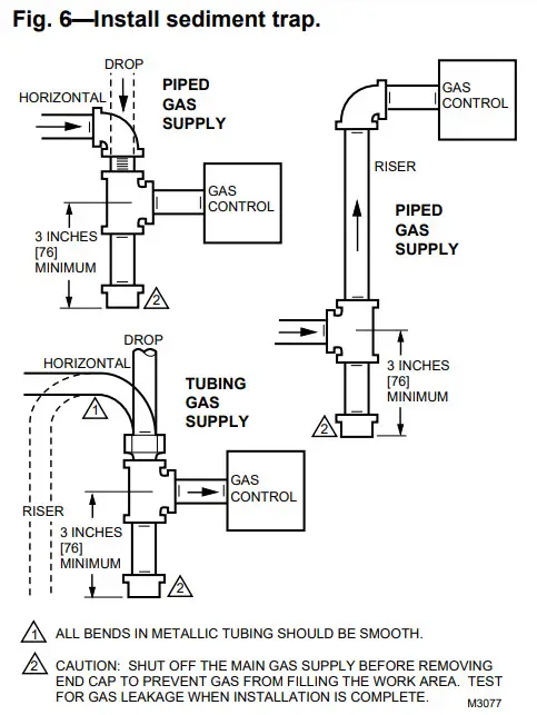 Honeywell VR8200, VR4200 Combination Gas - Install sediment