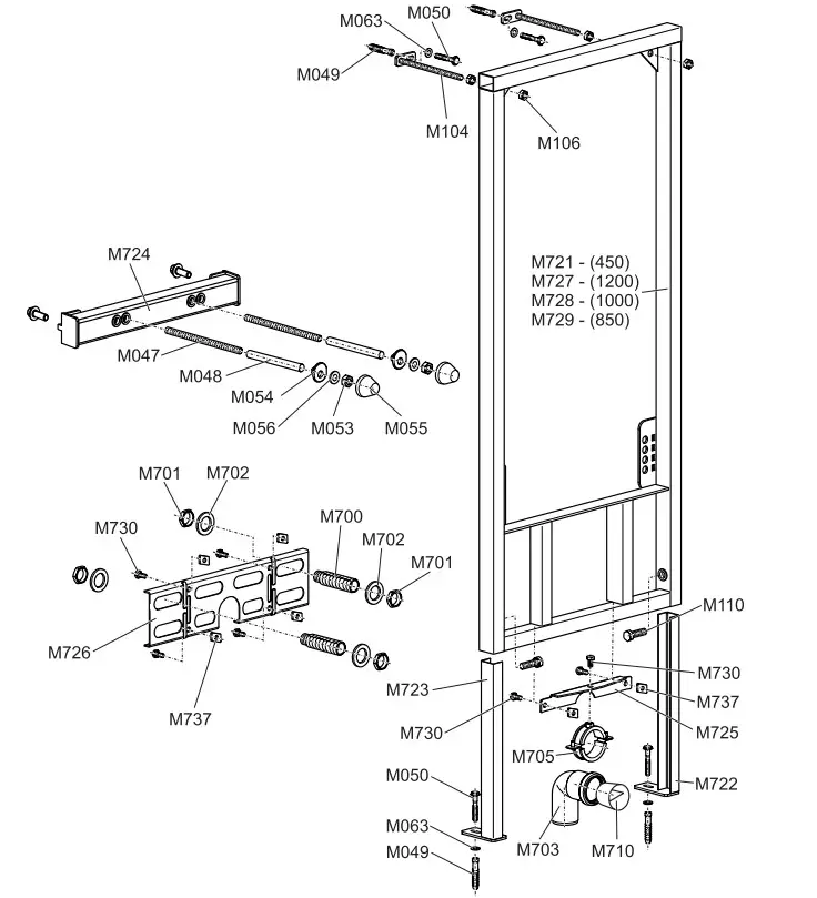 Alca PLAST A105 Bidet Wall Mounting Frame - Figure 5