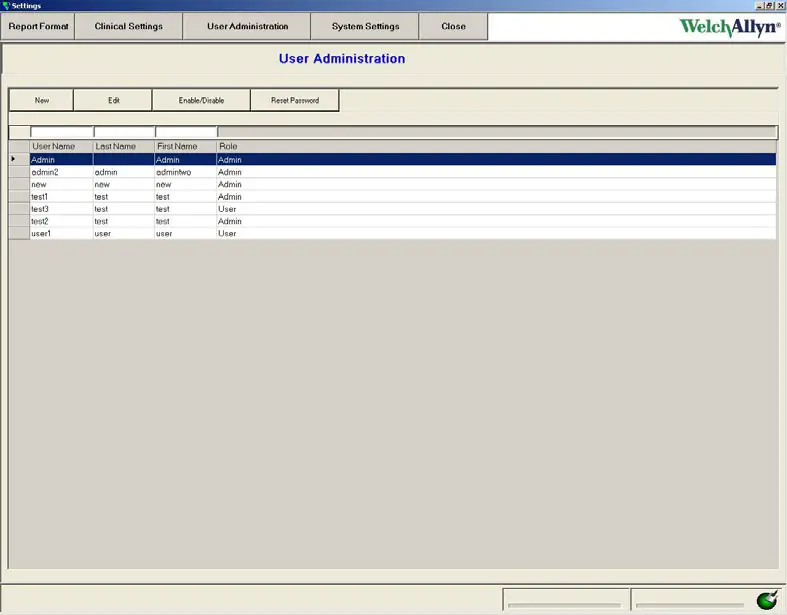Welch Allyn PCH100 Holter Software - Adding Users 1