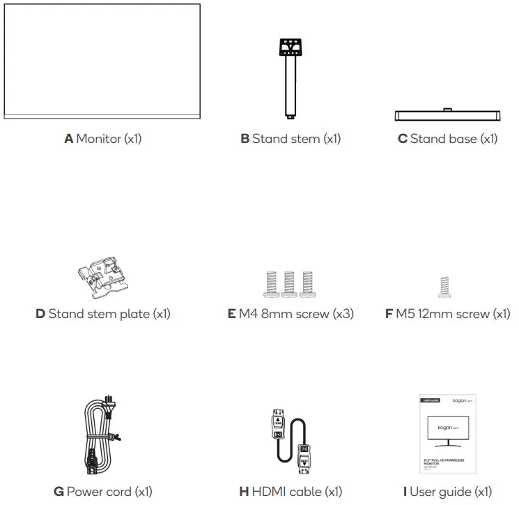 kogan KAMN21F7VA 21 5 Inch Full HD Frameless Monitor - COMPONENTS
