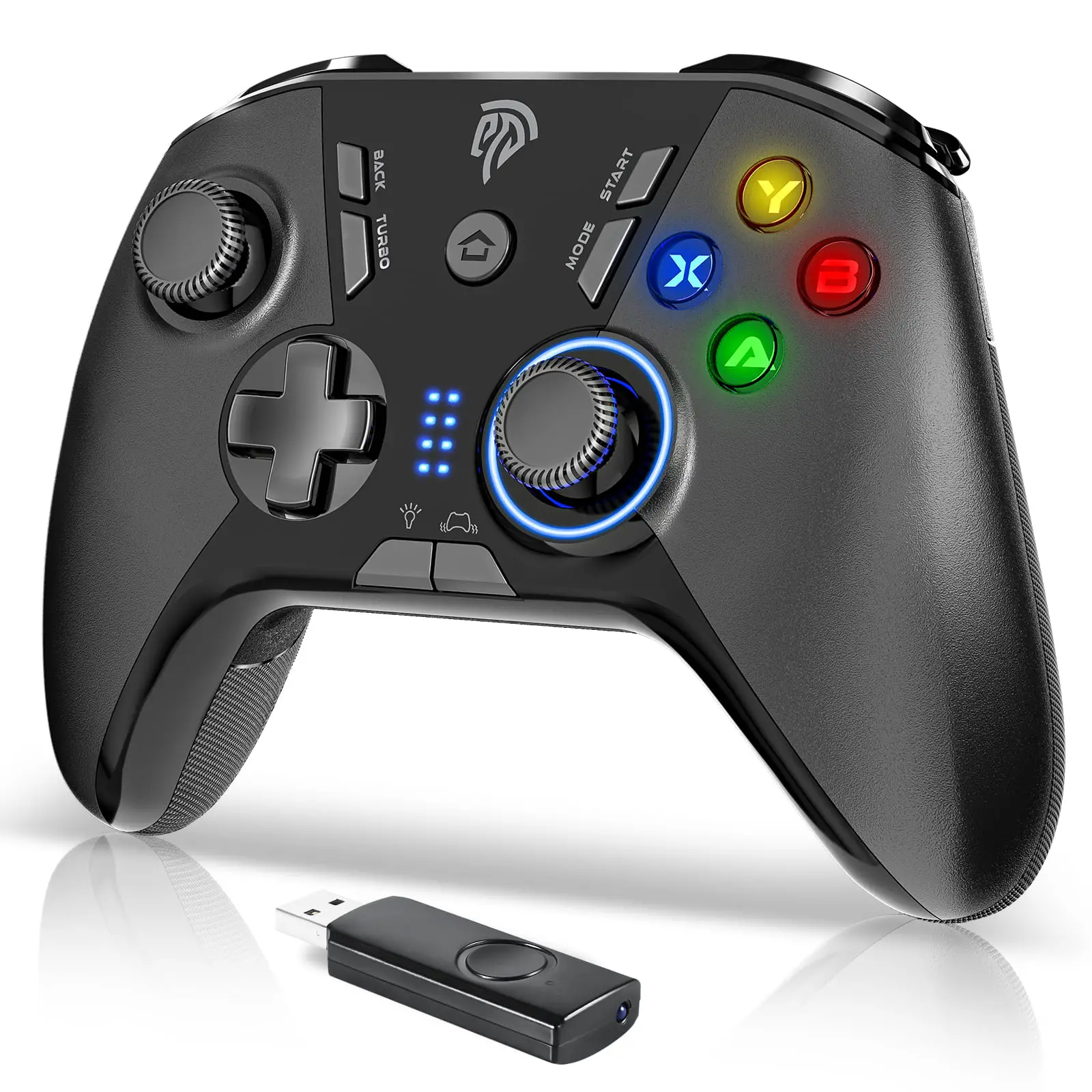 EasySMX Wireless PC Gaming Controller Gamepad 2.4G 5 Gear Adjustable Led and Dual Vibration Feedback TURBO Programmable Button for PC/PS3/OTG Android Phones/Tablets/TV/TV Box/Nintendo Switch,Black - Walmart.com