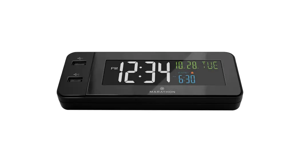 Marathon Usb Clock With Two Front Fast Charging Ports User Manual