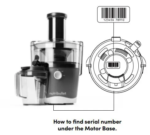 nutribullet NBJ50100 800 Watt Juicer User Guide - To find the serial number