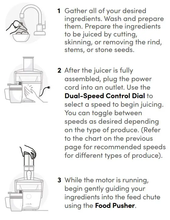 nutribullet NBJ50100 800 Watt Juicer User Guide - Usage instructions