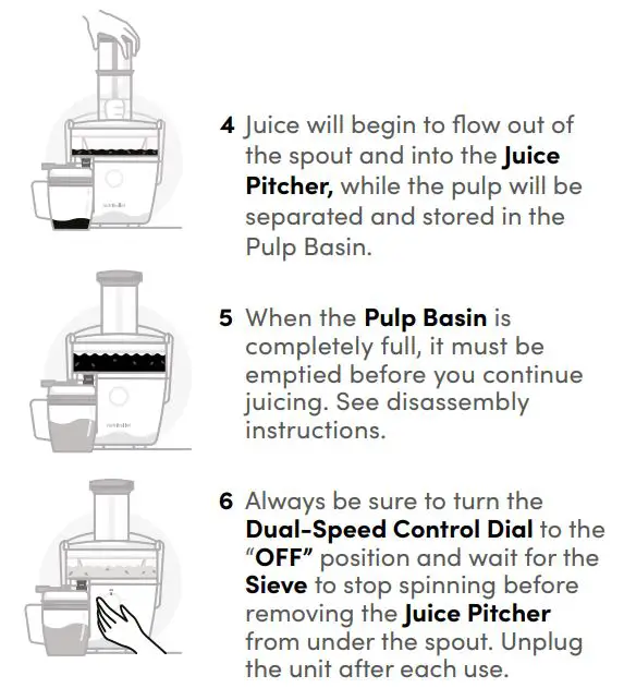 nutribullet NBJ50100 800 Watt Juicer User Guide - Usage instructions