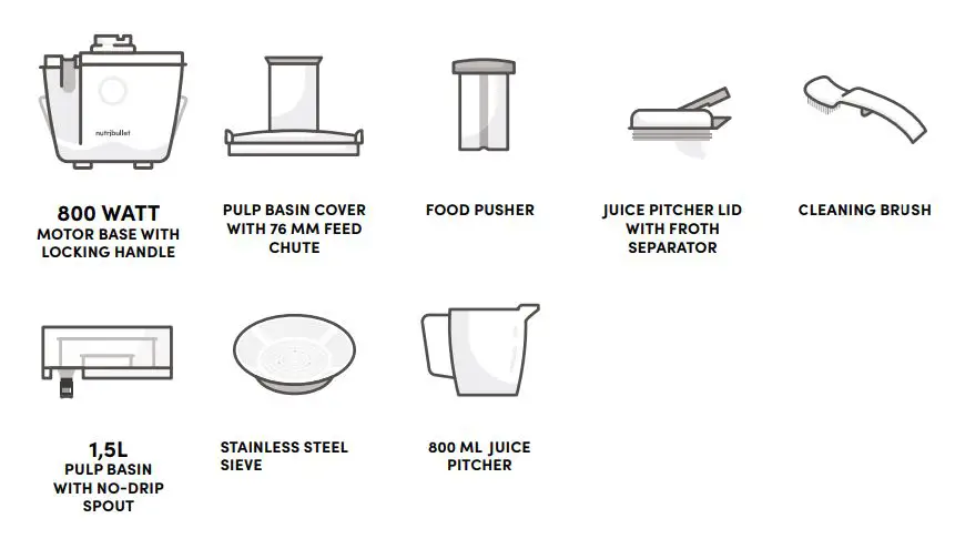 nutribullet NBJ50100 800 Watt Juicer User Guide - What’s included
