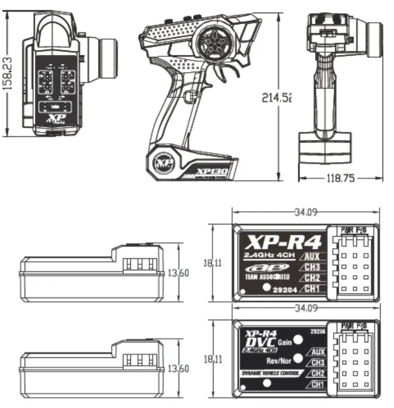 TEAM ASSOCIATED XP130 2.4GHz 3-Channel Radio-features