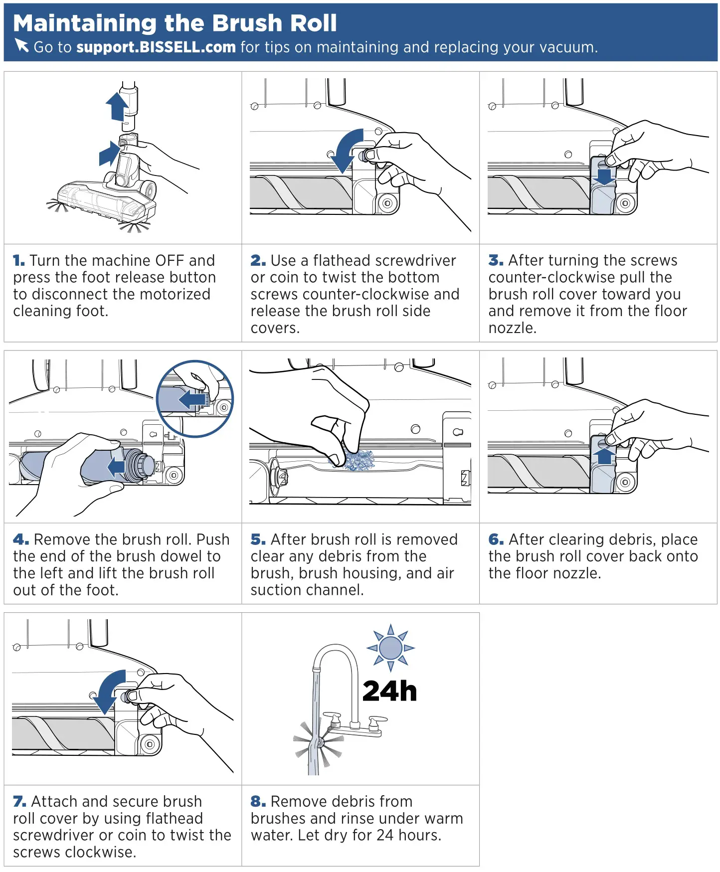 Bissell 2900 Series Poweredge Cordless Vacuum Cleaner - Maintaining the Brush Roll
