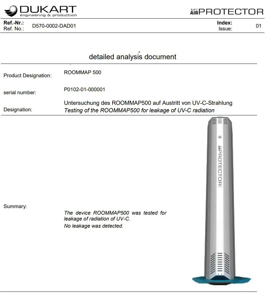DUKART ROOMMAP500 Floor Mounted Appliance User Manual