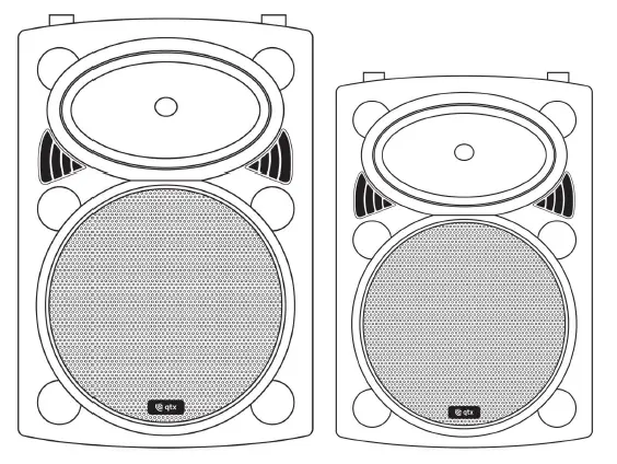 qtx QR8PABT Battery PA Speaker Sound System inc Wireless Lapel Tie Clip Mic fig 1