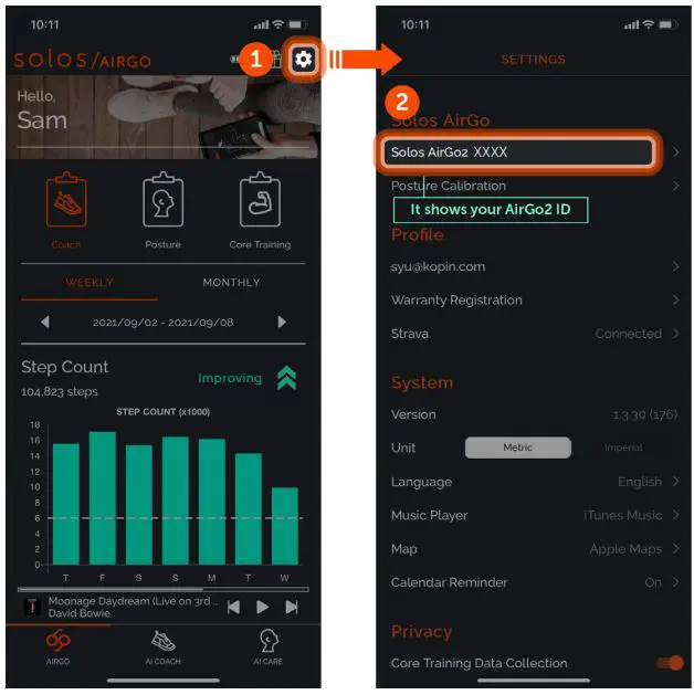 solos AirGo 2 Smart Glasses User Manual - Tap Sensitivity
