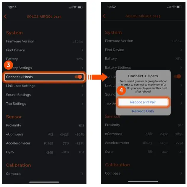 solos AirGo 2 Smart Glasses User Manual - Turn on Dual Host