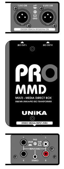 UNiKA 117004 PRO MMD Passive Stereo Multimedia-DI-Box with custom Isolation Transformers