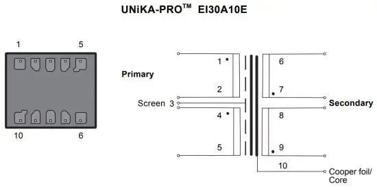 UNiKA 117004 PRO MMD Passive Stereo Multimedia-DI-Box with custom Isolation Transformers - ISO TRANSFORMER SCHEMATIC