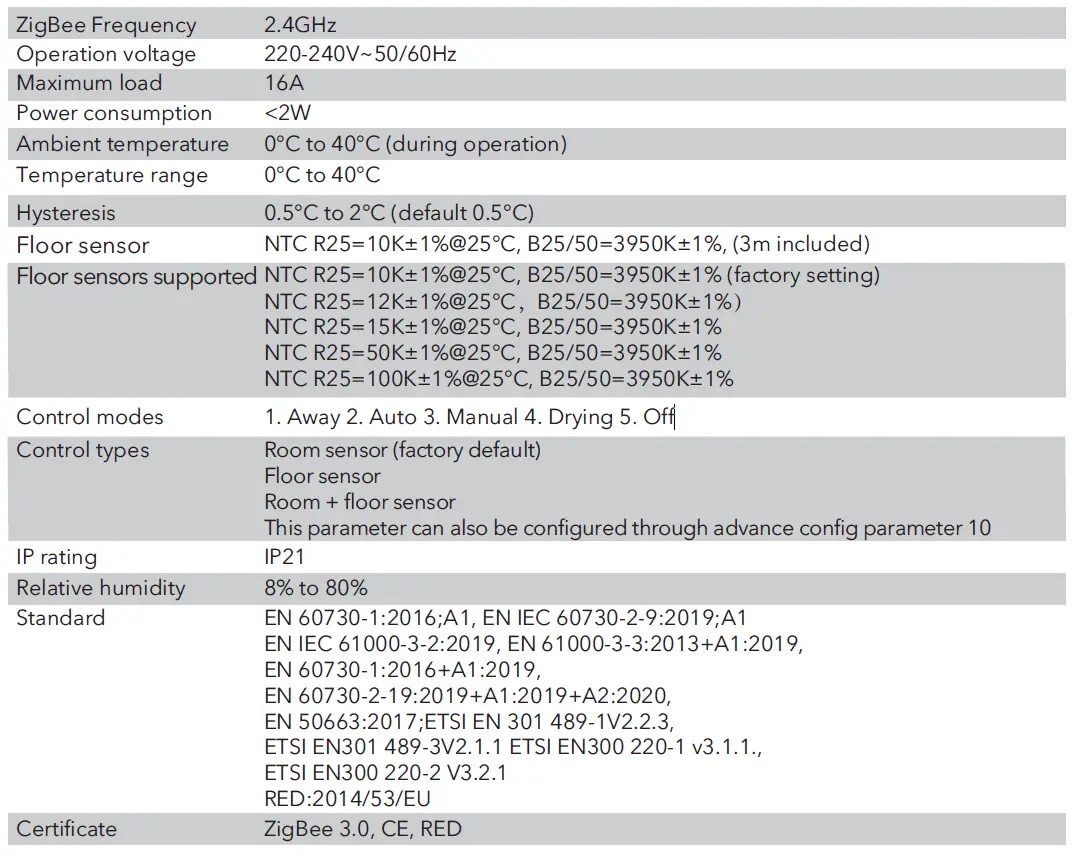 namron 4512736 Thermostat Touch ZigBee 16A 16