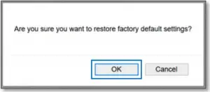 Reset command confirmation dialog