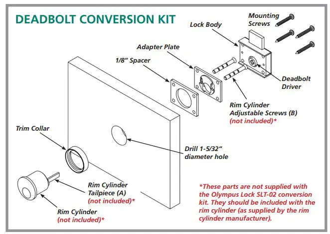 OLYMPUS SLT-02 Rim Cylinder Deadbolt Conversion Kit - deadbolt conversion kit