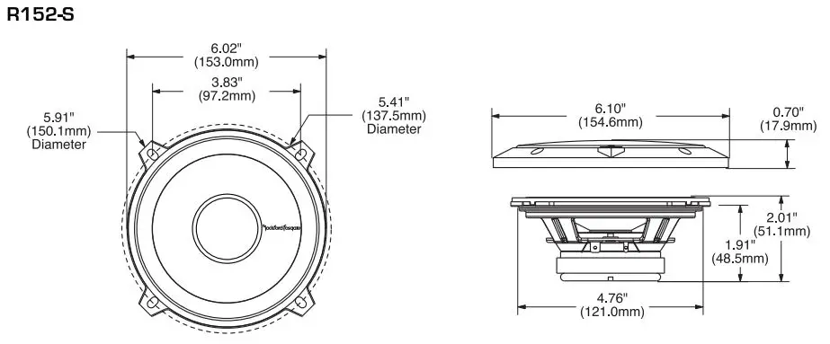 Rockford Fosgate R152-S Prime 5.25 Inch 2-Way Component System Instruction Manual - Specifications
