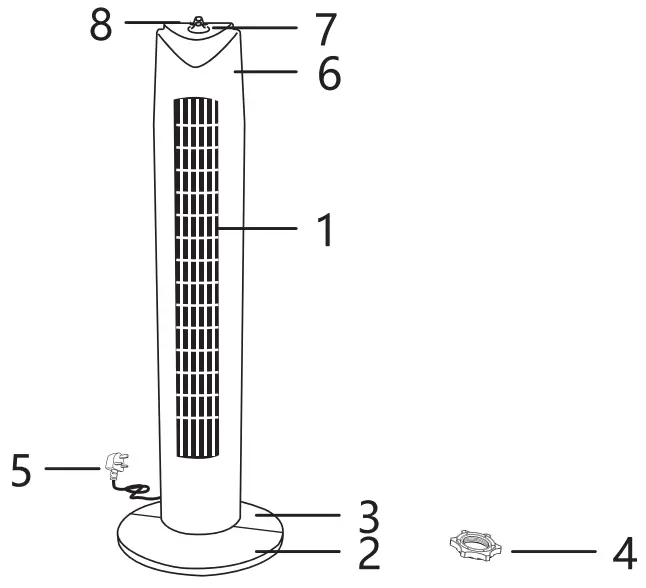 aigostar 330100LPU Mechanical Oscillating Tower Fan - fig