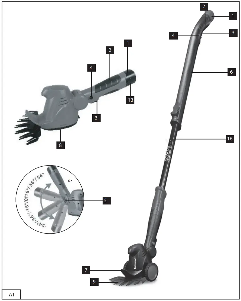 PowerG J0LET108 Cordless Grass Shear Hedge Trimmer and Reciprocating Saw 3 in 1 - FIG 1