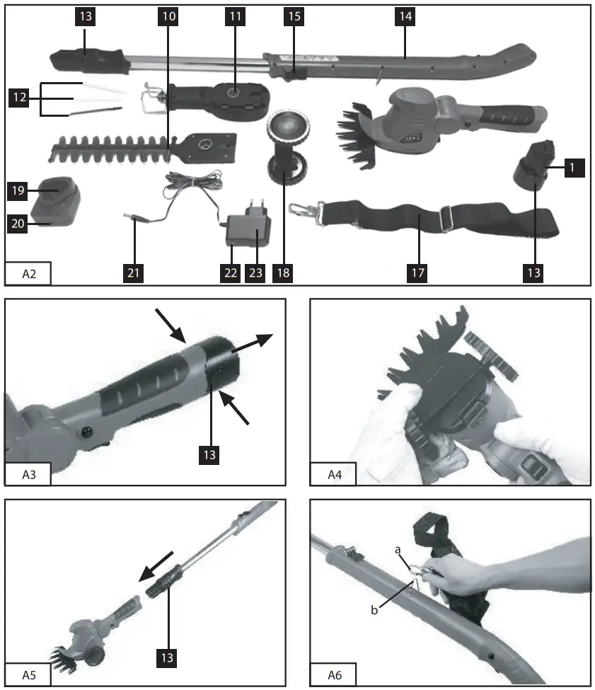 PowerG J0LET108 Cordless Grass Shear Hedge Trimmer and Reciprocating Saw 3 in 1 - FIG 2
