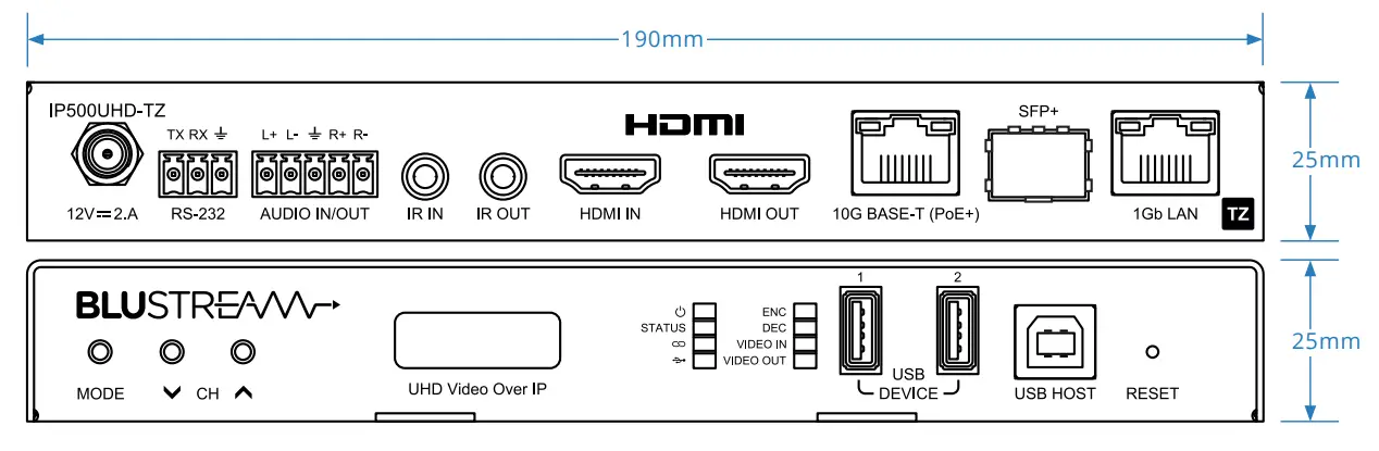 BLUSTREAM IP500UHD-TZ Multicast UHD Transceiver - fig