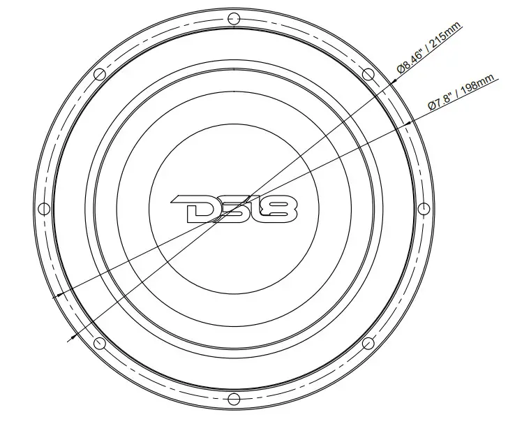 DS18 SRW8.4D 8 Inch Shallow Subwoofer - Figure 1