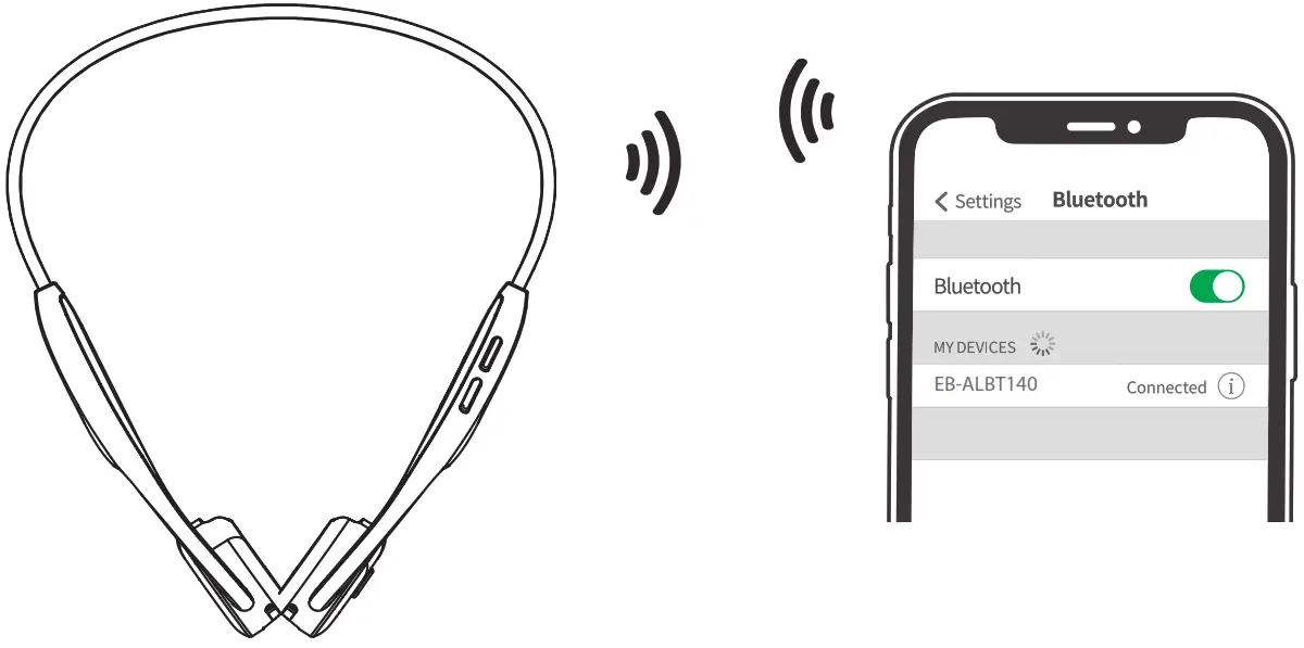 maxell EB ALBT140 AIR LINK Air Conduction Headphone - Connected successfully