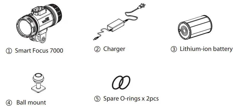 WEEFiNE WF081 Diving Equipment Smart Focus 7000 Video Light - fig 2