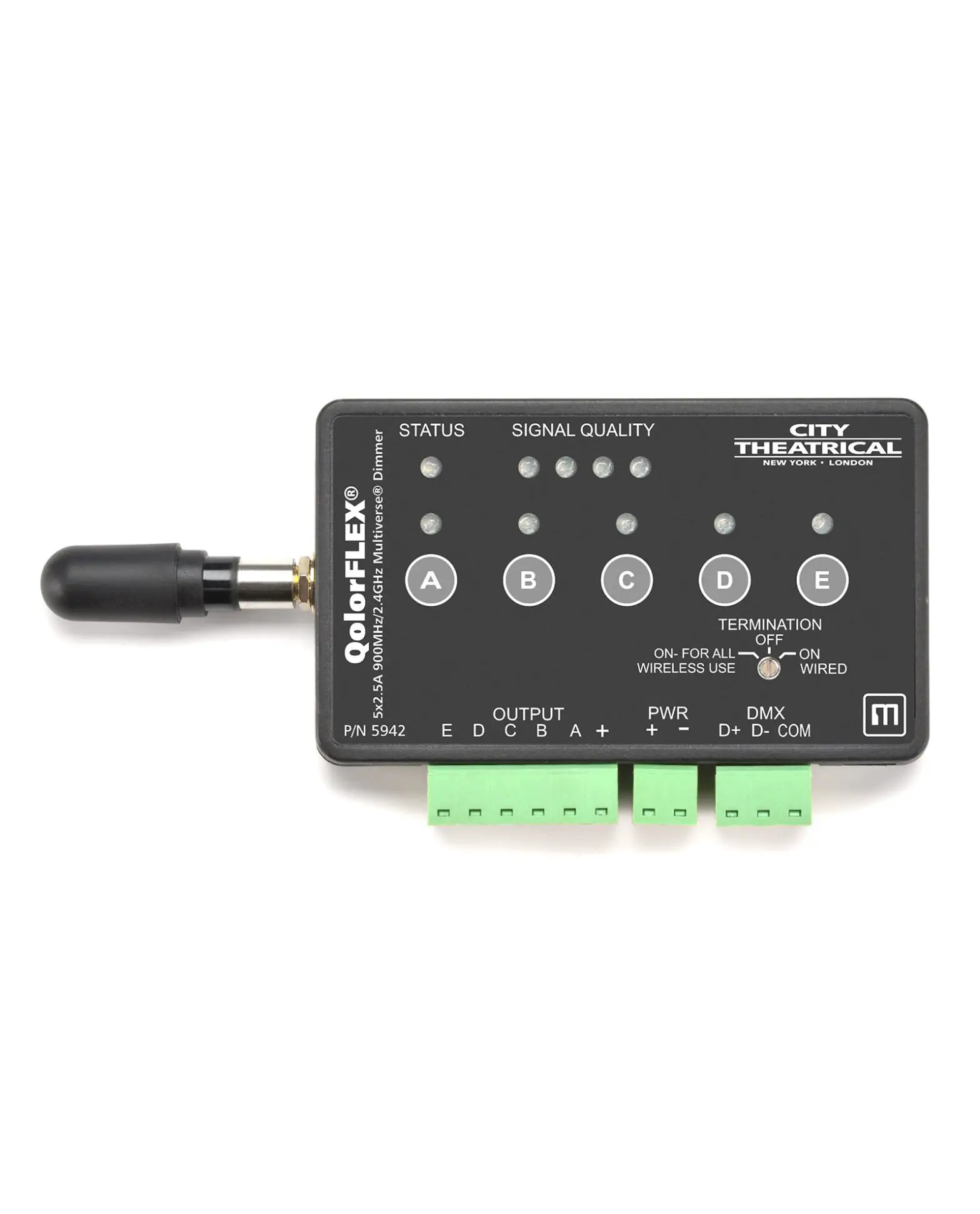 City Theatrical Qolorflex 5x2.5a 900mhz/2.4ghz Multiverse Dimmer 5942 User Guide