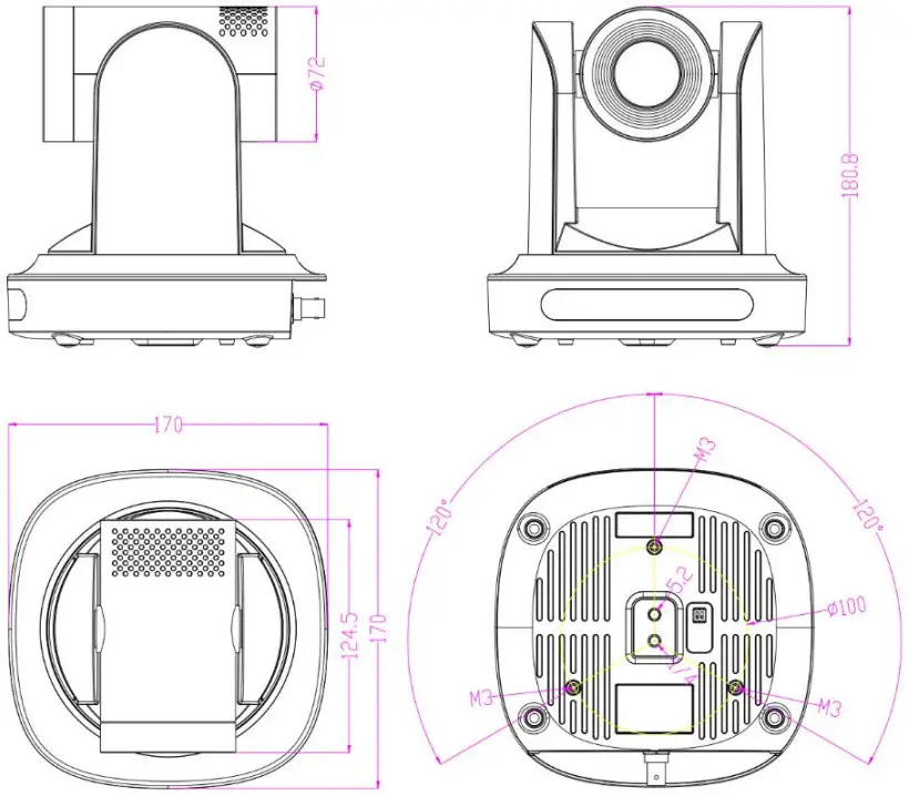 AVMATRIX PTZ1271 Full Hd Ptz Camera - Dimension