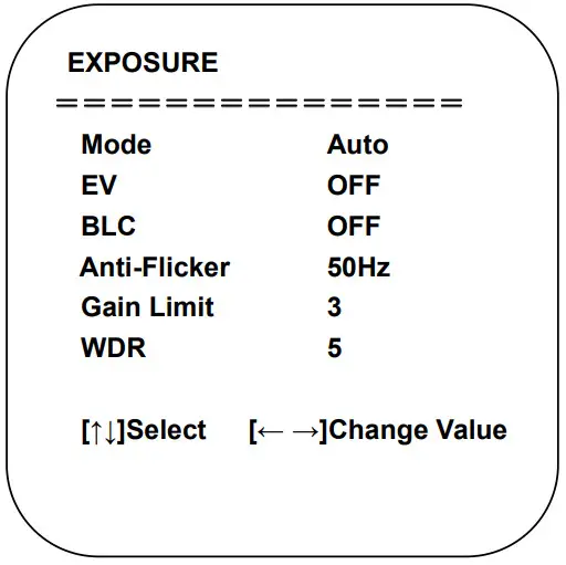 AVMATRIX PTZ1271 Full Hd Ptz Camera - EXPOSURE SETTING