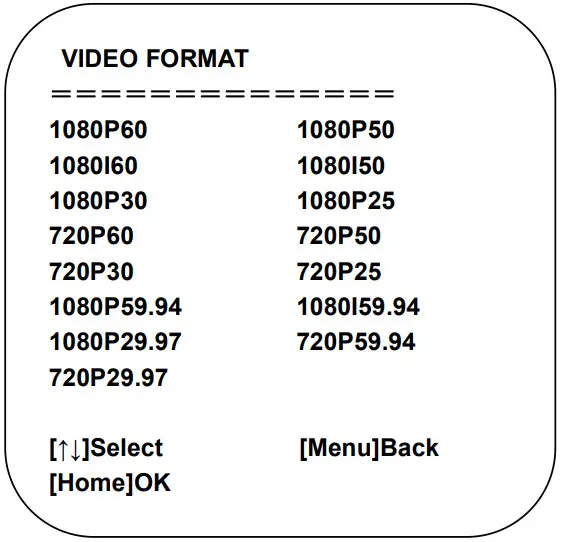AVMATRIX PTZ1271 Full Hd Ptz Camera - VIDEO FORMAT