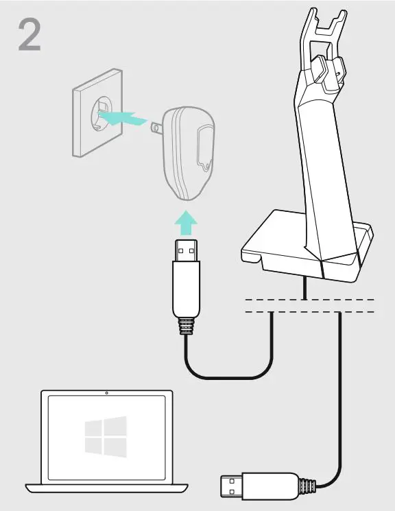 EPOS CH 30 Headset charger Stand and Cable User Guide - Connecting to the mains
