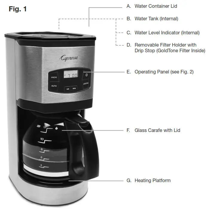 Capresso SG120 12-Cup Stainless Steel Coffee Maker--Fig. 1