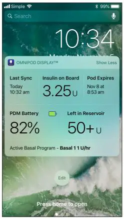 omnipod Display App User Guide - Checking PDM Data with the Widget