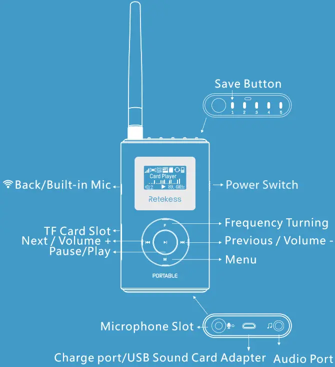 RETEKESS TR504 Portable FM Transmitter