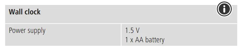 hama 00186386 PG-400 Jumbo Wall Clock - Technical Data