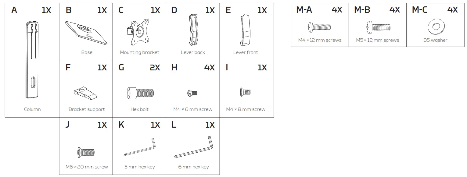 GABOR DMS 200 Desktop Monitor Stand - PARTS