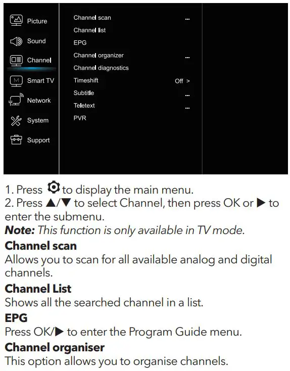 TESLA 40T320SFS Full HD Smart LED TV User Manual - Channel