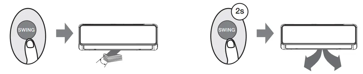 kaden KSI Series Wall Mounted Air Conditioner Remote Control - Press swing function