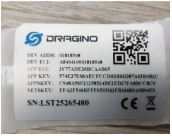 DRAGINO LDDS20 LoRaWAN Ultrasonic Liquid Level Sensor - sticker