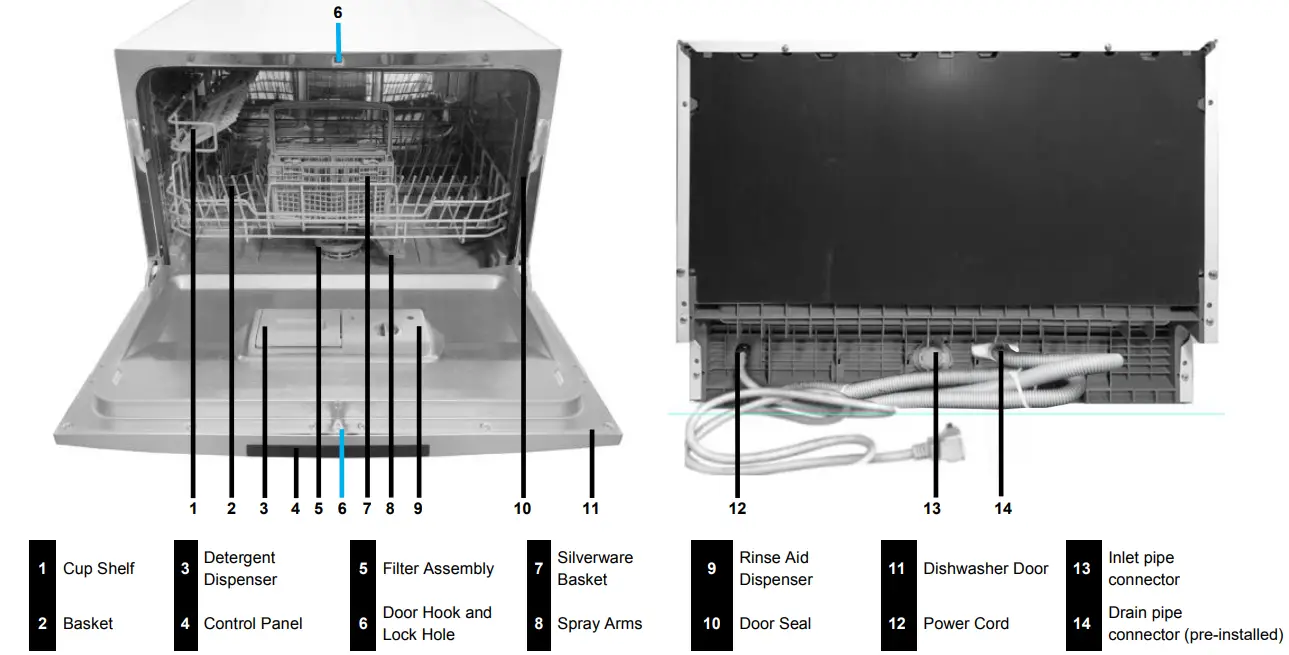 Whynter CDW-6831WES Countertop Portable Dishwasher 6 place setting LED EnergyStar Instruction Manual - Dishwasher Parts
