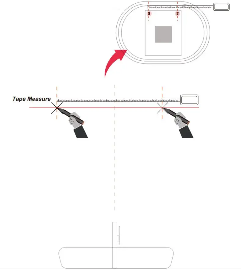 KEONJINN B09Q2SYCJG Oval Mirror LED Bathroom Mirror Instruction Manual - Measure the distance of the mirror hole