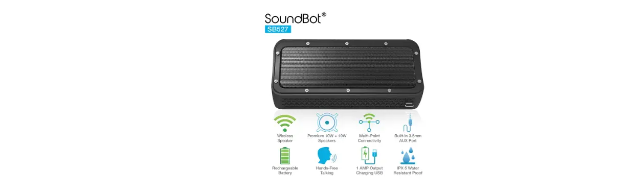 Soundbot Sb527 Bluetooth 4.2 Wireless 20w Speaker Water User Manual