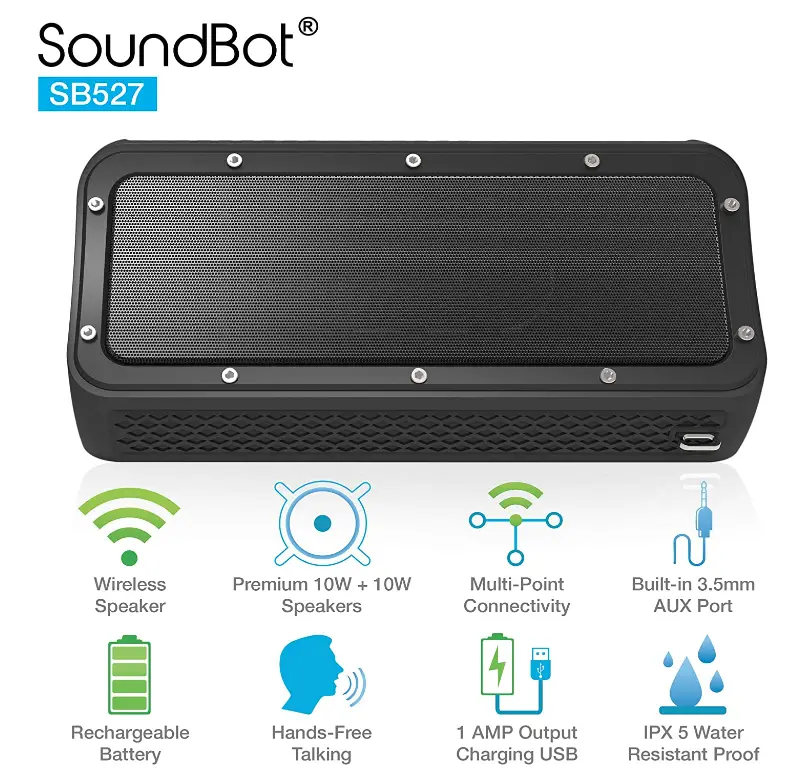 SoundBot-SB527-Bluetooth-4.2-Wireless-20W-Speaker-Water