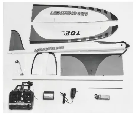 TOP RC HOBBY TOP090B Lightning 2100 Radio Control Model Airplane fig 1