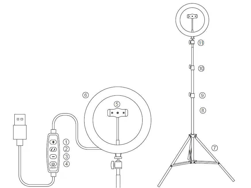 OTTO OTRLGTST 10 Inch Ring Light Tripod Kit fig (2)