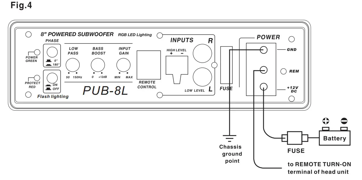 POWER ACOUSTIK PUB-8L 8 Inch Subwoofer - Fig 5