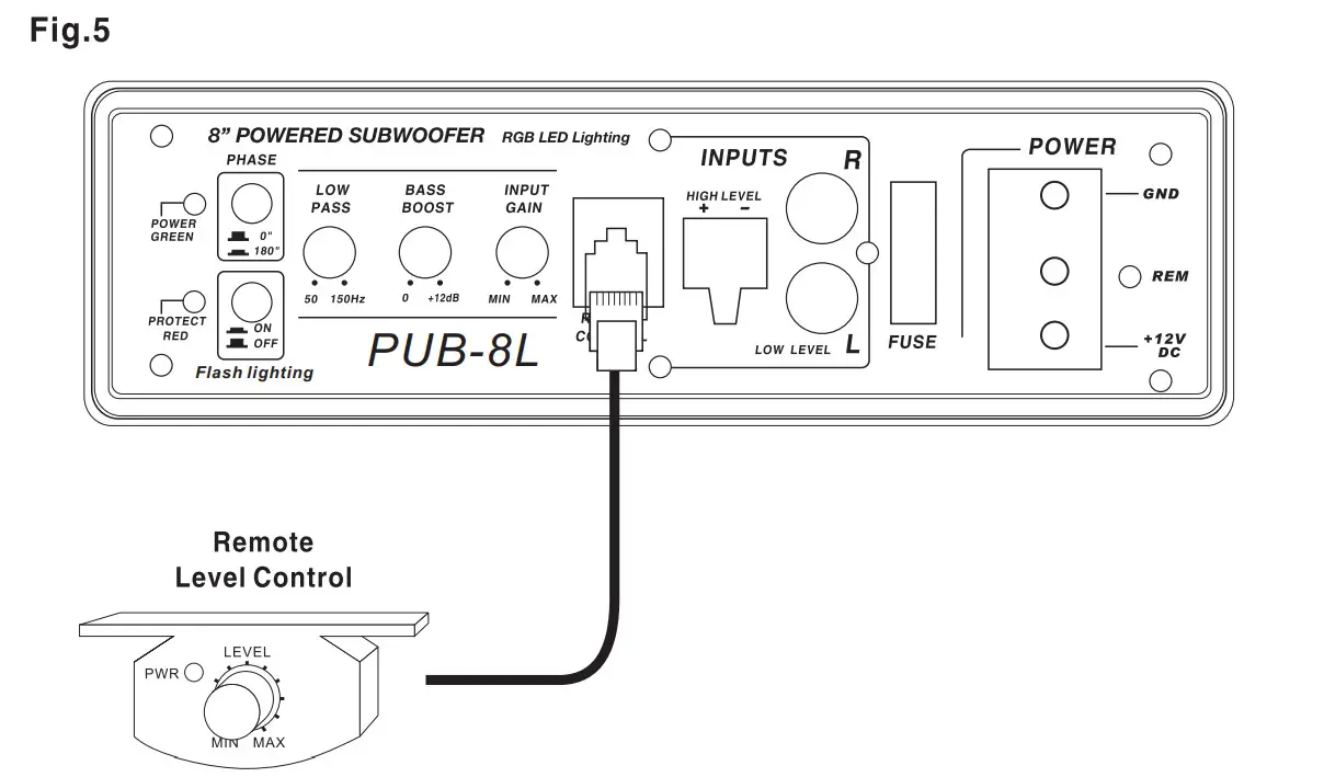 POWER ACOUSTIK PUB-8L 8 Inch Subwoofer - Fig 6